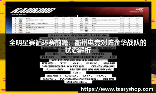 全明星赛循环赛前瞻：衢州电竞对阵金华战队的状态解析